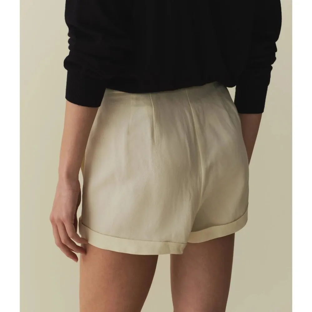 💕DOEN Avon Short Ultra High Rise Cuffed Hem Sailor Shorts Magnolia Ivory 6 NWT White - Image 4