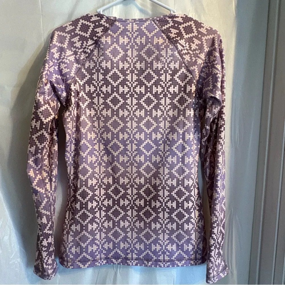 Nike Pro Long Sleeve Hyperwarm Pullover Shirt Women’s Sz Medium Purple Geometric - Image 2