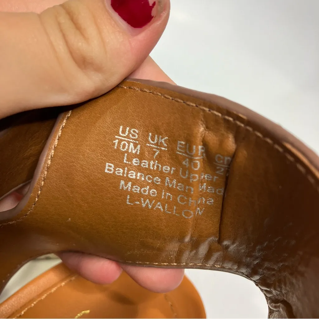 Franco Sarto Wallow cognac leather sandals women’s size‎ 10 casual summer trendy - Image 9