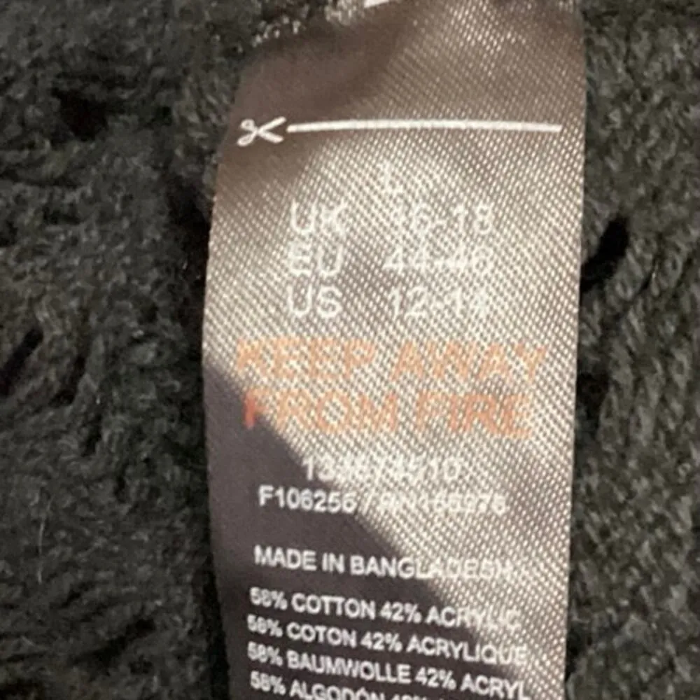 Miss Selfridge Black Crochet Open Back Long Sleeve Beach Cover Up Dress Sz 12-14 - Image 5