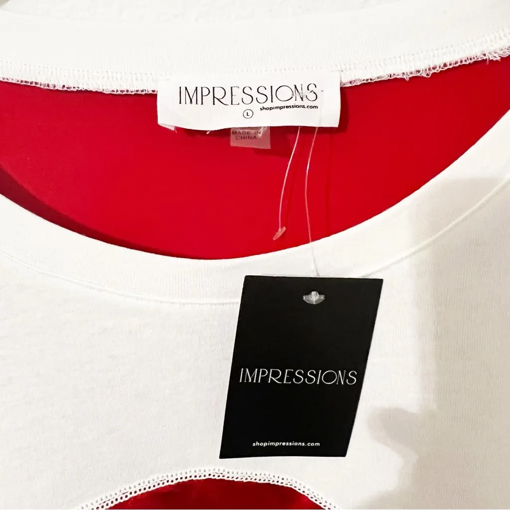 NWT NEW Impressions Univ of AR Helmet Sequin Red White Tunic Dress Size Large - Image 3