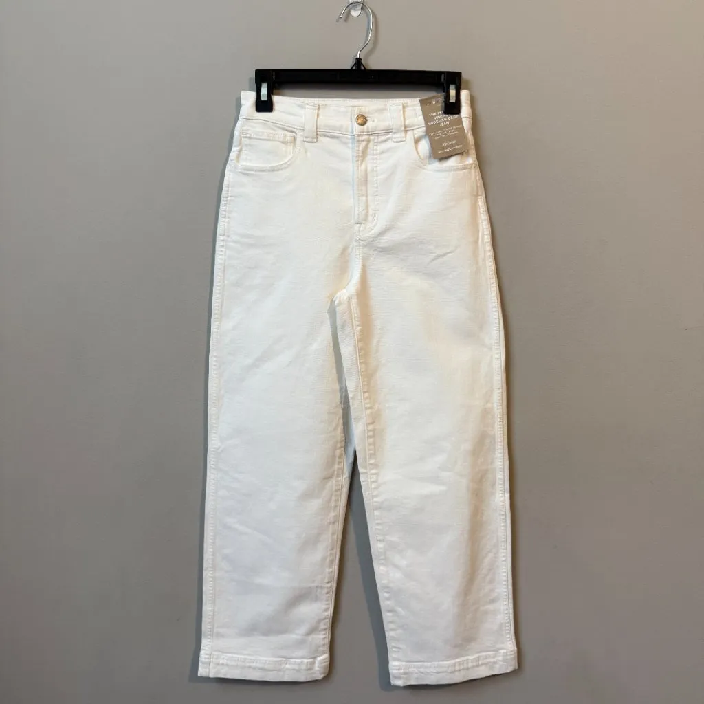 Madewell The Perfect Vintage Wide Leg Crop Jean Women's 25 White Denim Chic NWT - Image 5
