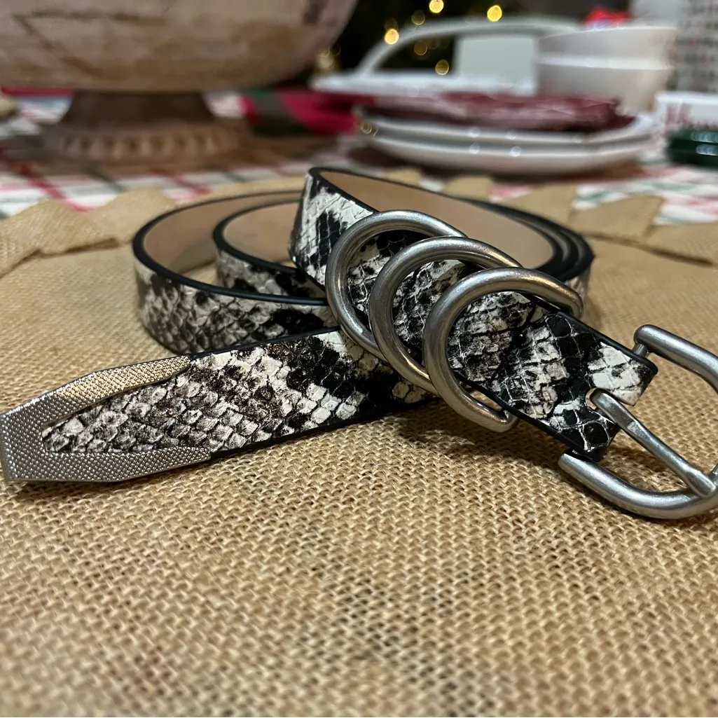 rag & bone Baby Spire Snakeskin Hip Belt with Triple Silver Rings Sz L - Image 5