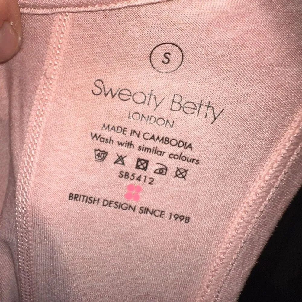 Sweaty Betty pale pink sporty scoop neck S sleeveless top - Image 3