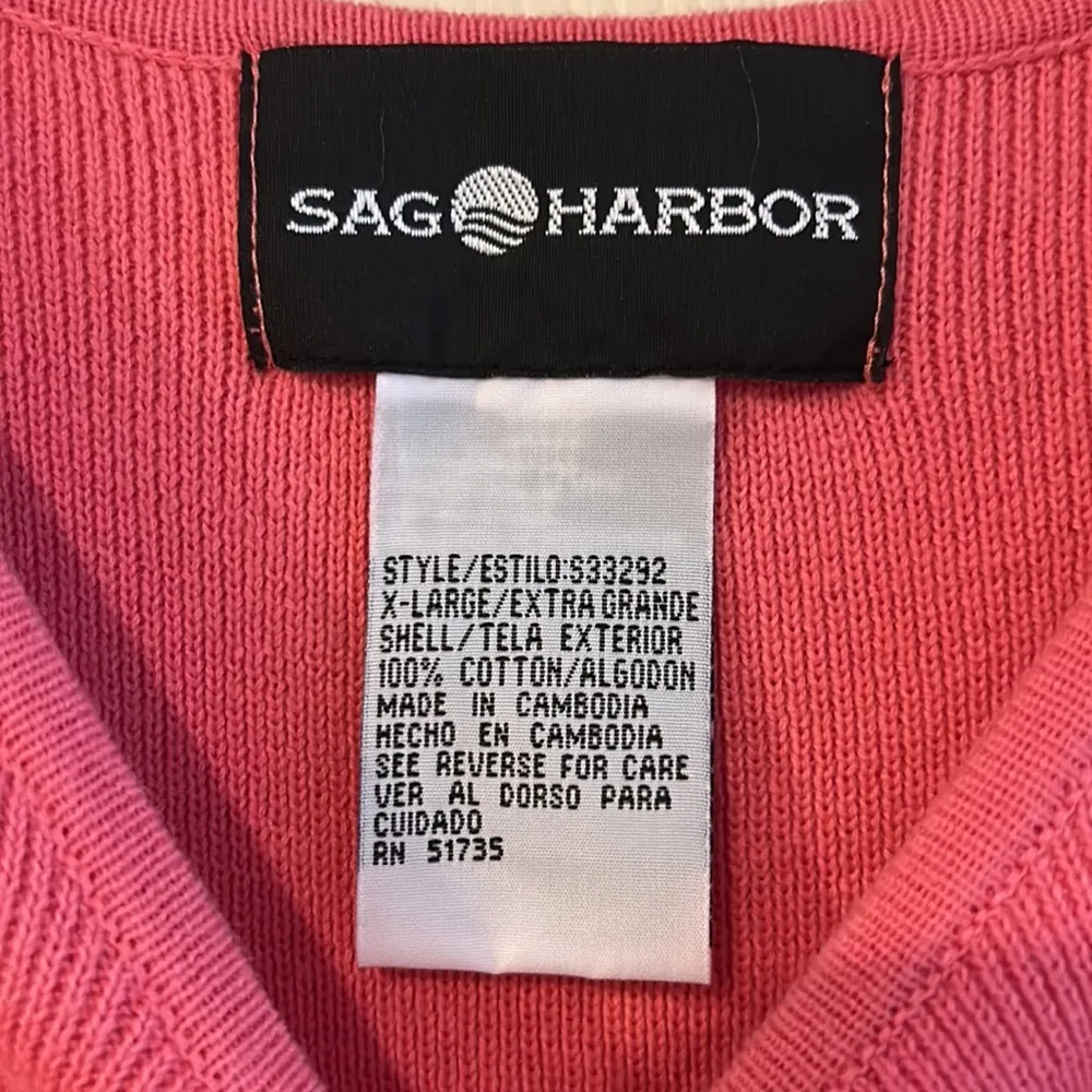 Vintage Sag Harbor Coral Sleeveless Dressy Sweater Tank Shell XL - Image 2