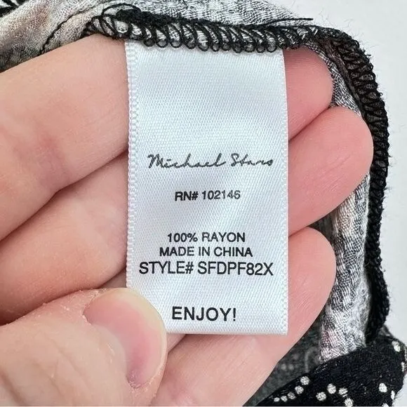 Michael Stars 1X Black Floral Printed Tie Bow Blouse Casual Office Career‎ NWT - Image 6