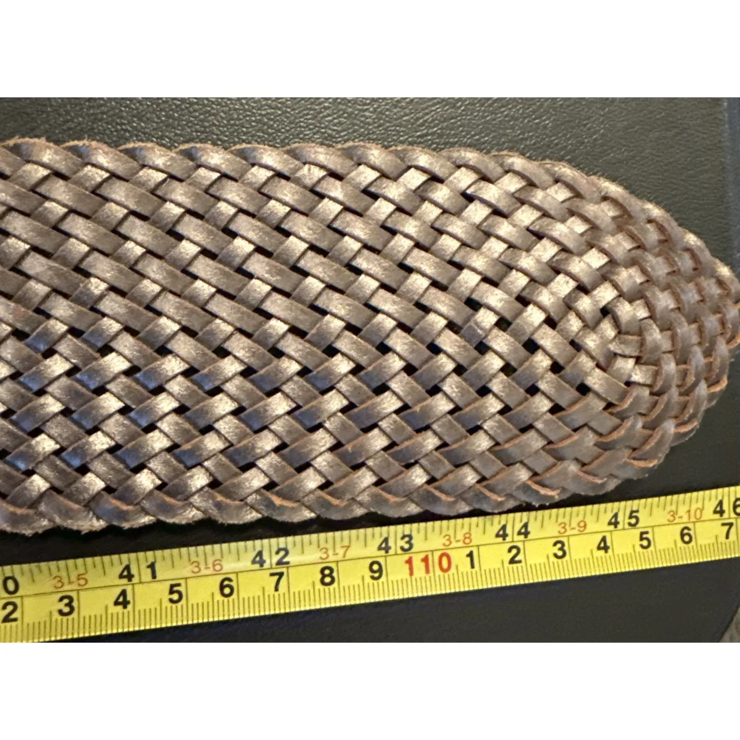 Fossil Womens Large Leather Belt Bronze Metallic Woven Braided Wide Twist Preppy - Image 8