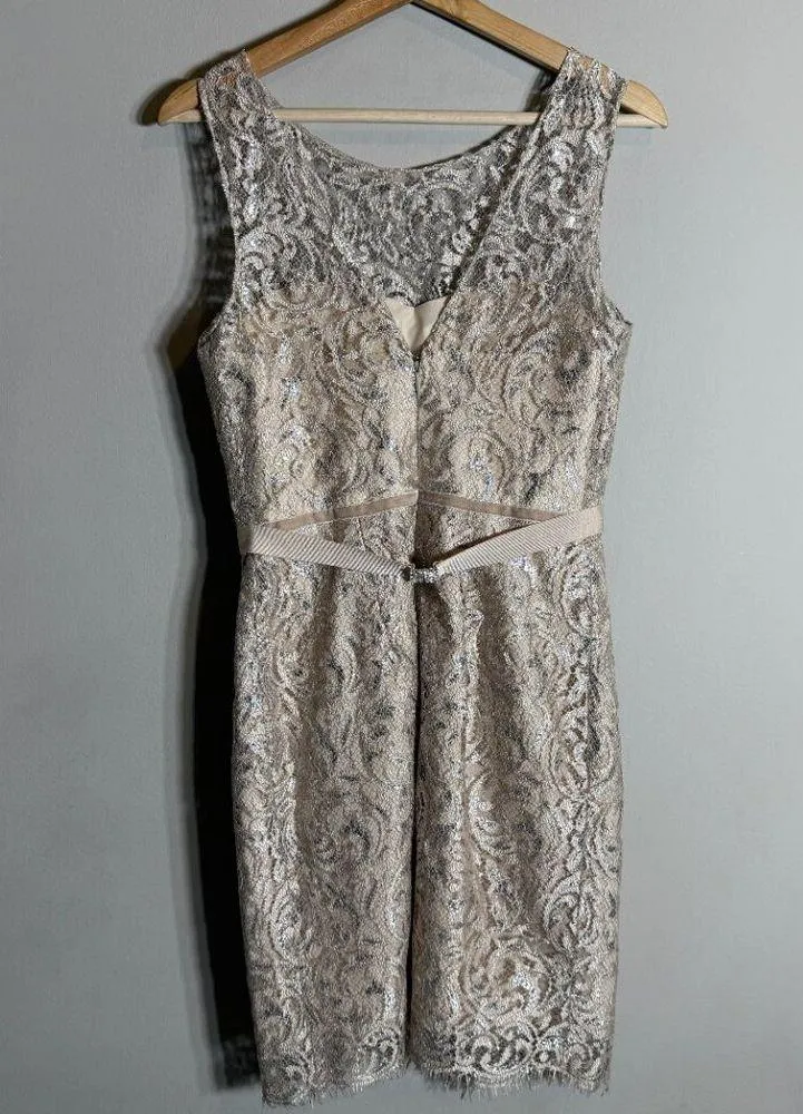 Jenny Yoo Harlow BHLDN Lace Knee Length Cocktail Dress Women's 8 Sandstone Tan - Image 11