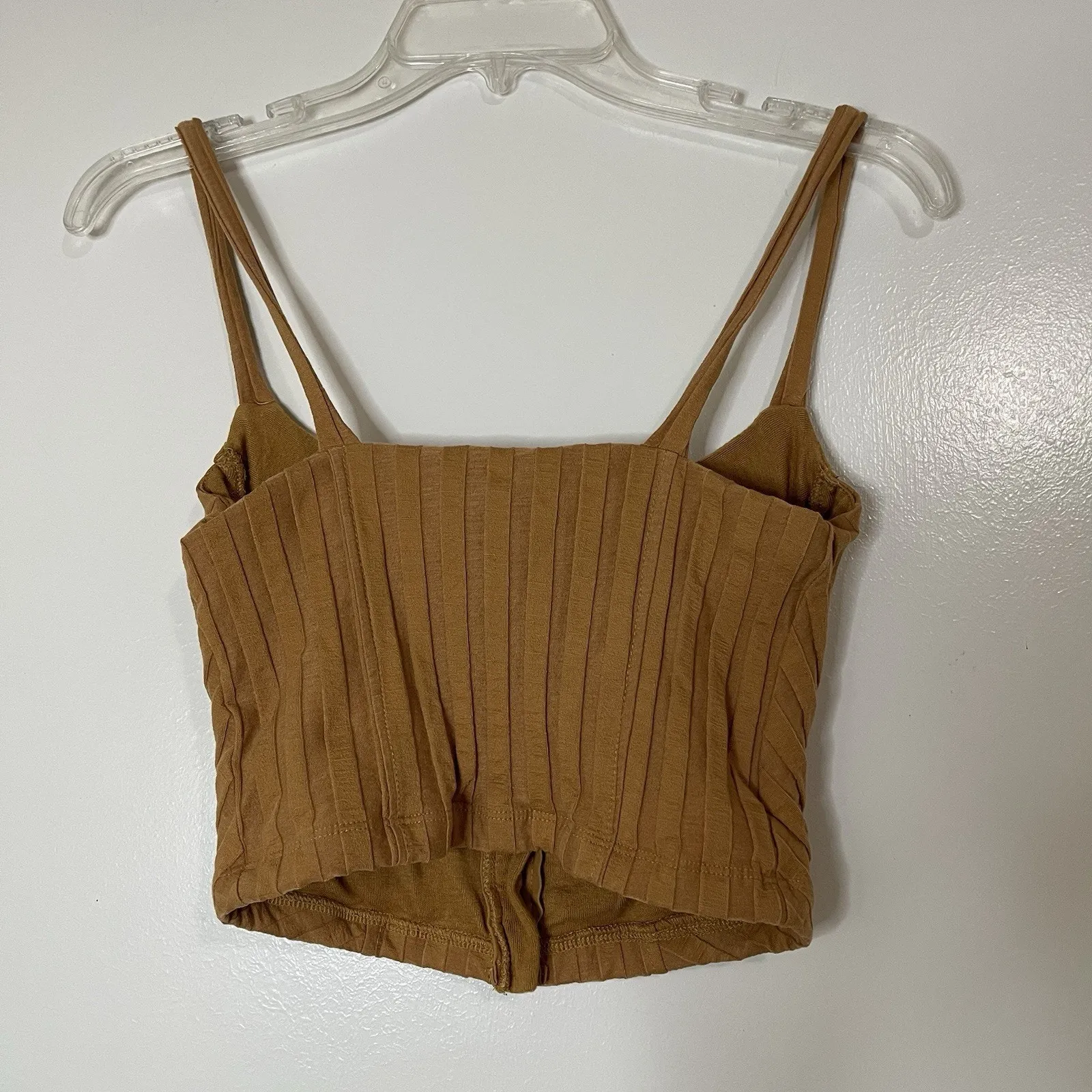Jonathan Simkhai tan ribbed bustier eyelet cropped tank corset top medium Brown - Image 5