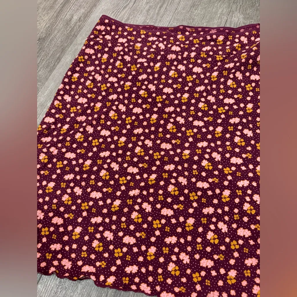 Free People Floral A-Line Skirt - Burgundy and Yellow - Image 9
