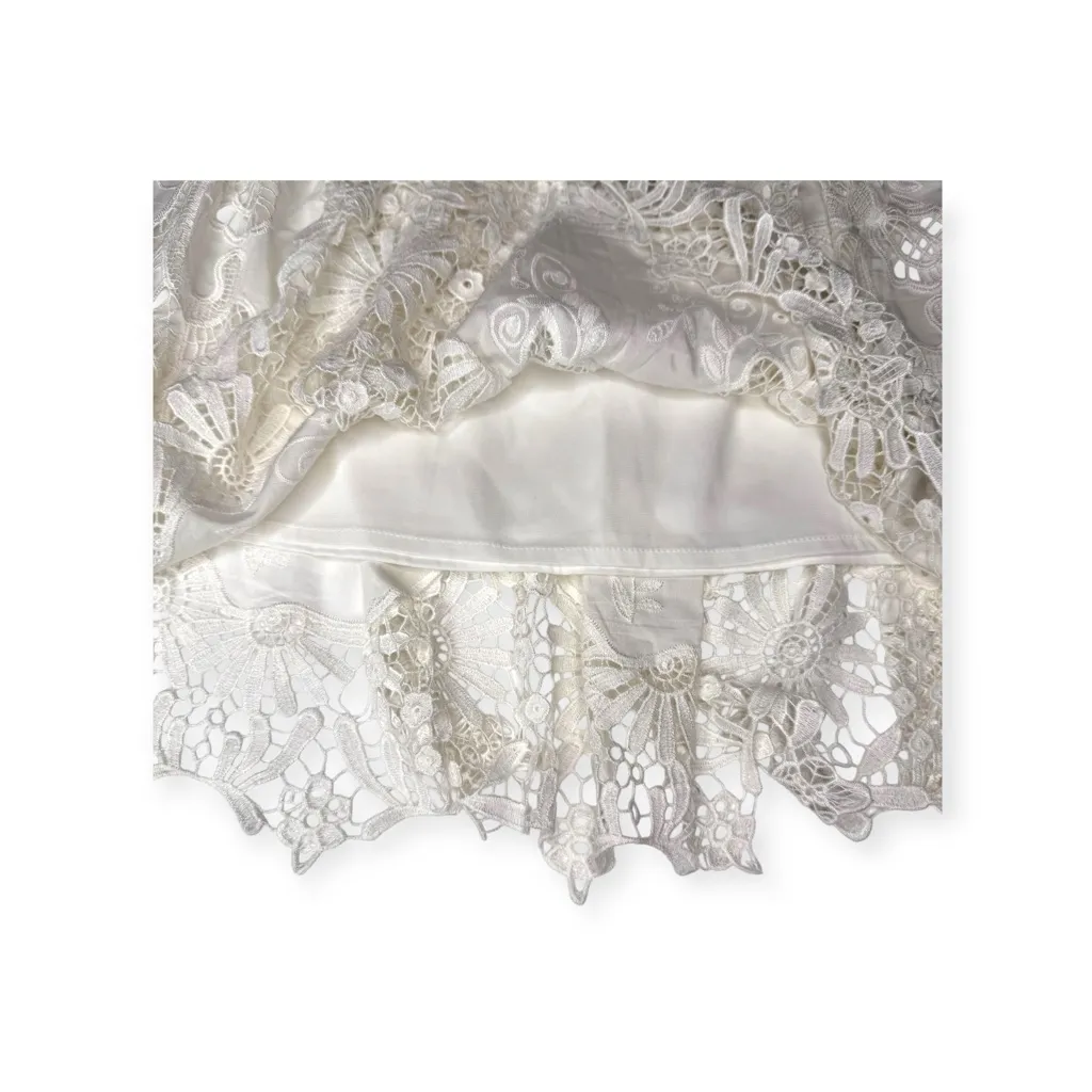 new Elie Tahari 𖤗 Nicolette Eyelet Lace Fringe A Line Knee Skirt 𖤗 Off White 𖤗 6 - Image 12