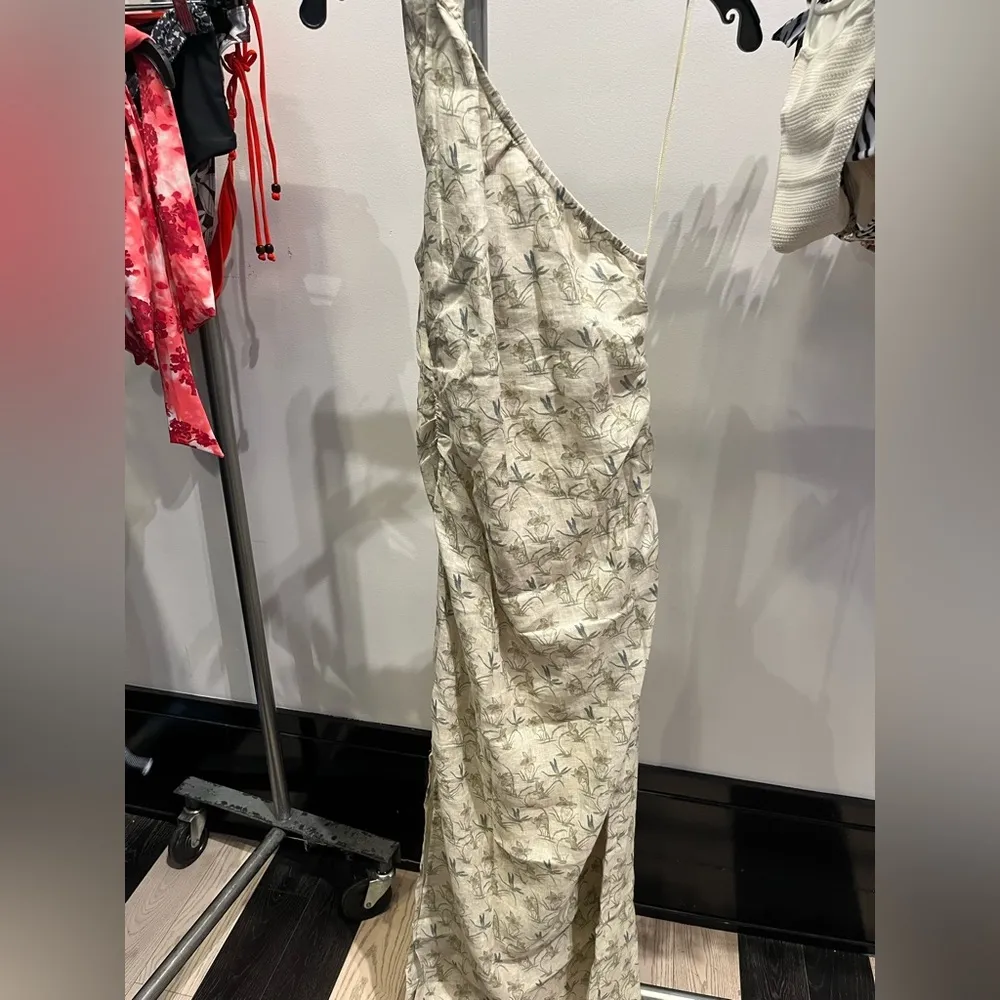 NWT FAITHFULL THE BRAND Jomana Midi One Shoulder Linen Dress Daffodil Cream 6 - Image 2