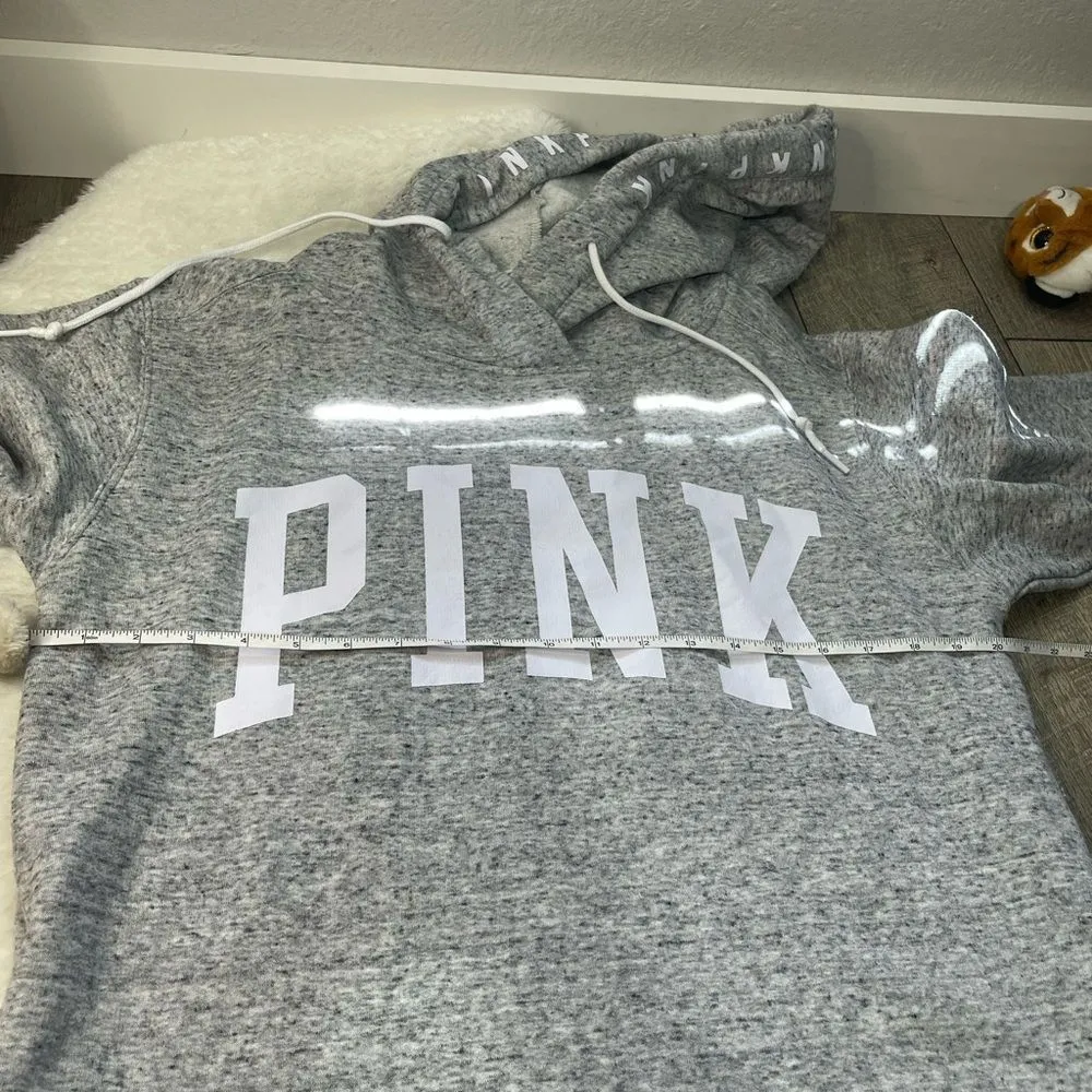 VS Pink Grey Marled Hoodie Sweatshirt - Image 4