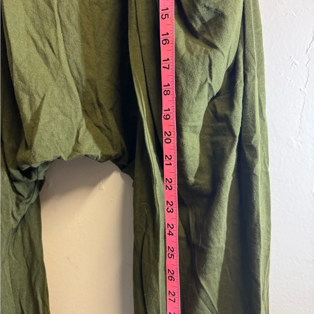 Green harem pants XS / S cotton pockets drawstring - Image 10