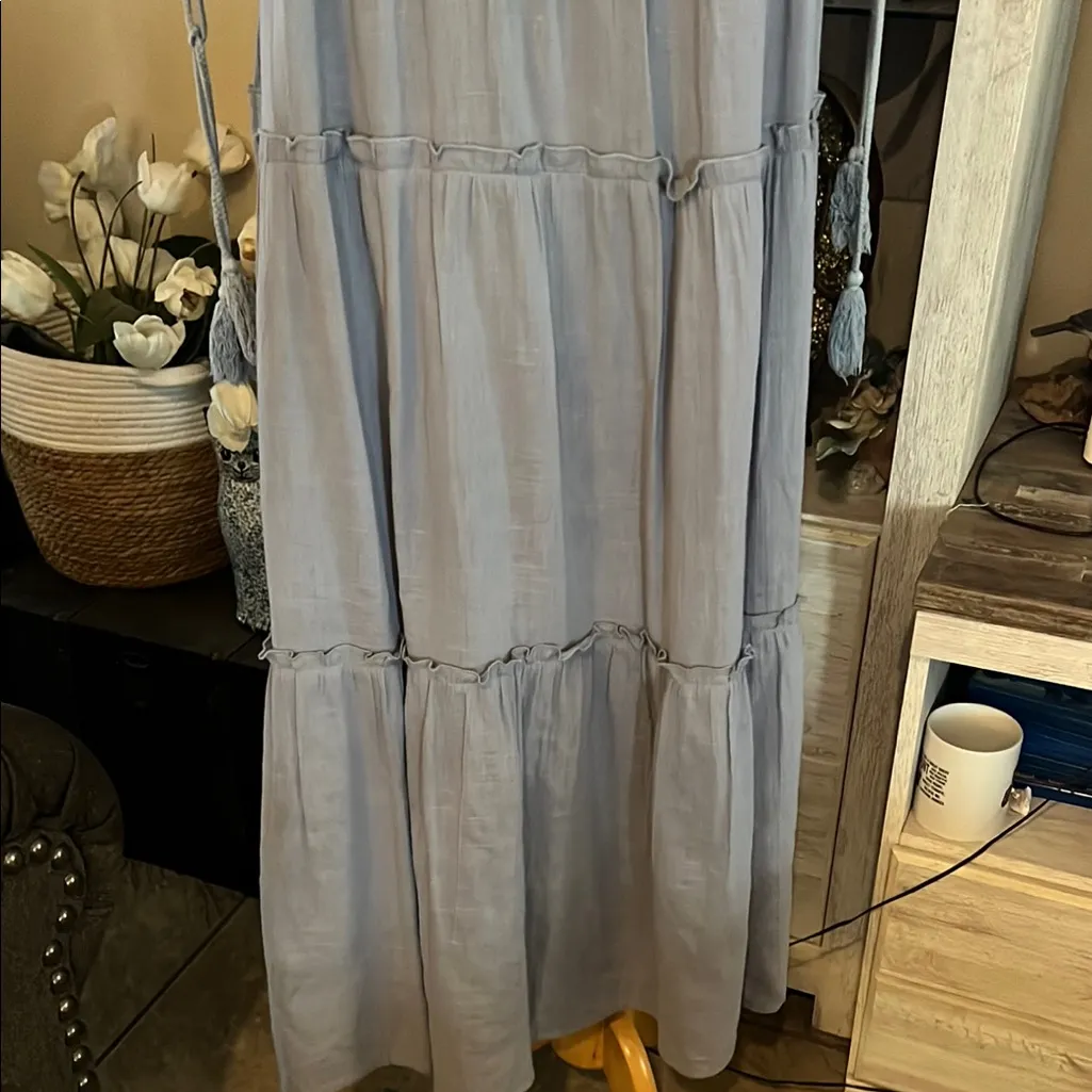 Listicle Women's Steel Blue Dress size m tiered, flowy - Image 4