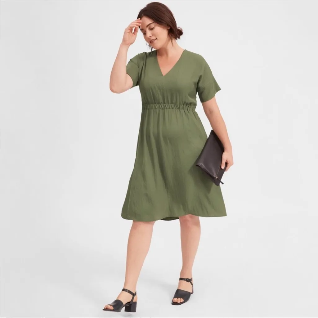 everlane | japanese go weave v-neck dress green Sz 4 521 - Image 2