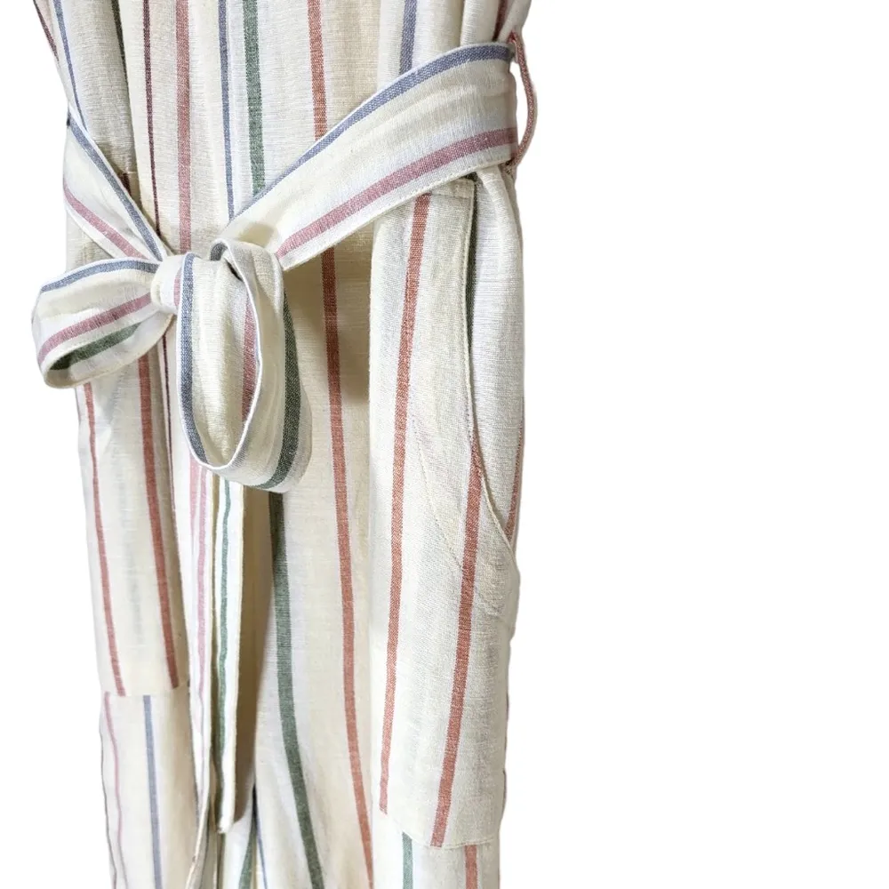 American Eagle Outfitters Cotton/Linen Blend Striped Jumpsuit in Beige/Multi - Image 10
