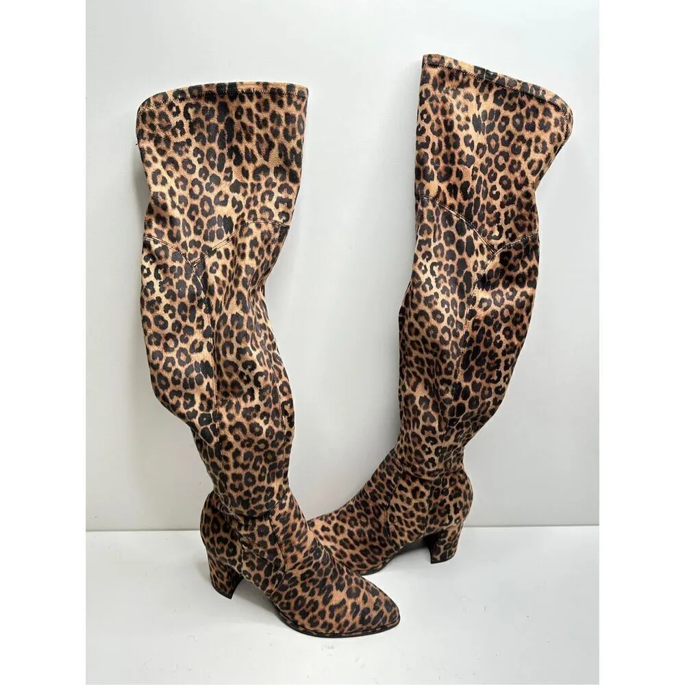 Marc Fisher Boots Women’s Size 6 Over The Knee Pointed Toe Leopard Print NEW - Image 5
