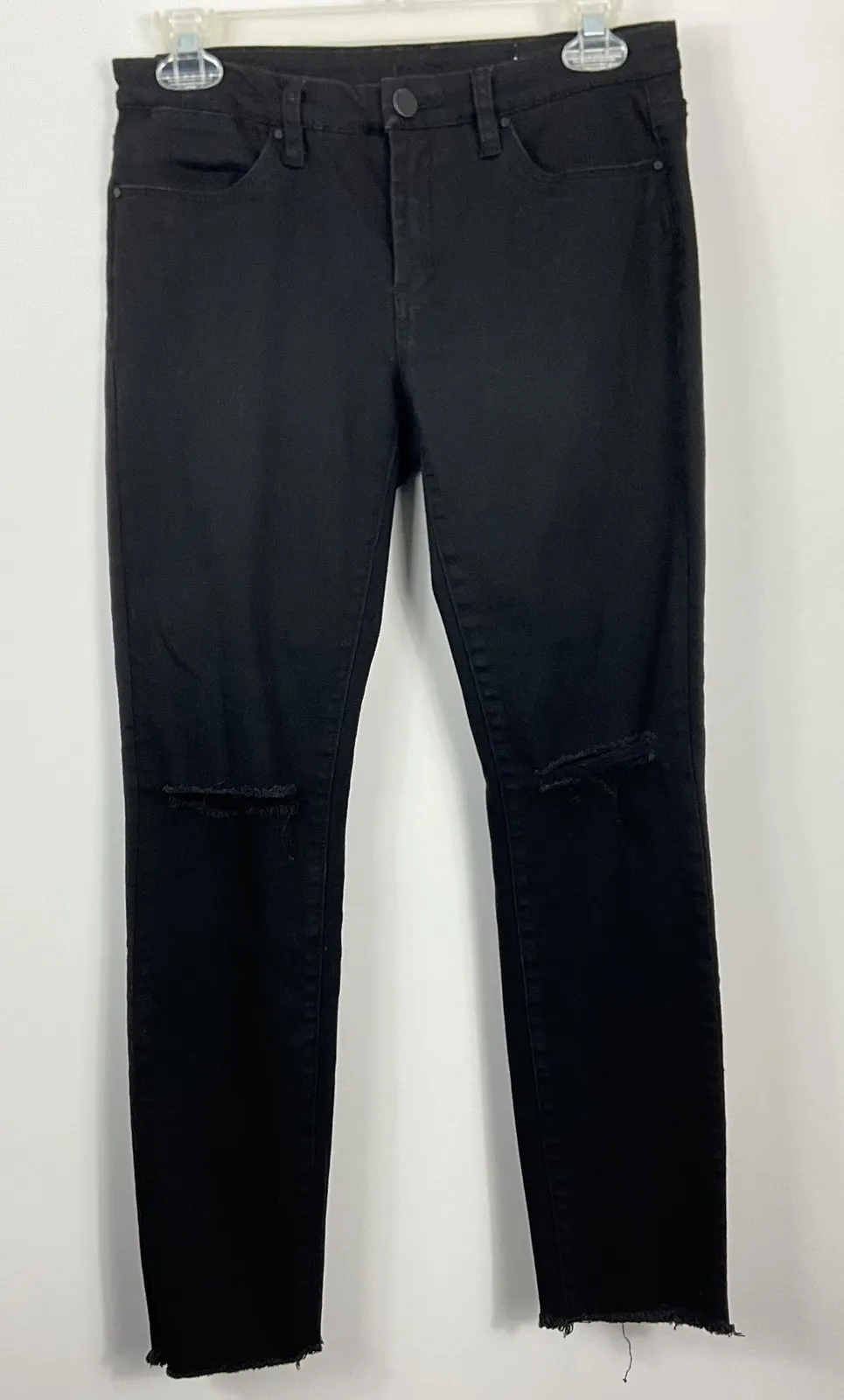 BLANKNYC Women's Crazy Train Black Distressed Skinny Jeans Raw Hem Size 27 - Image 1