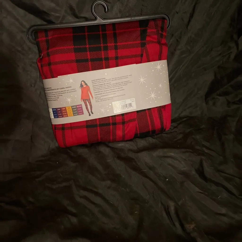 Cuddl Duds Red and Black Plaid Base Layer Set - Image 2