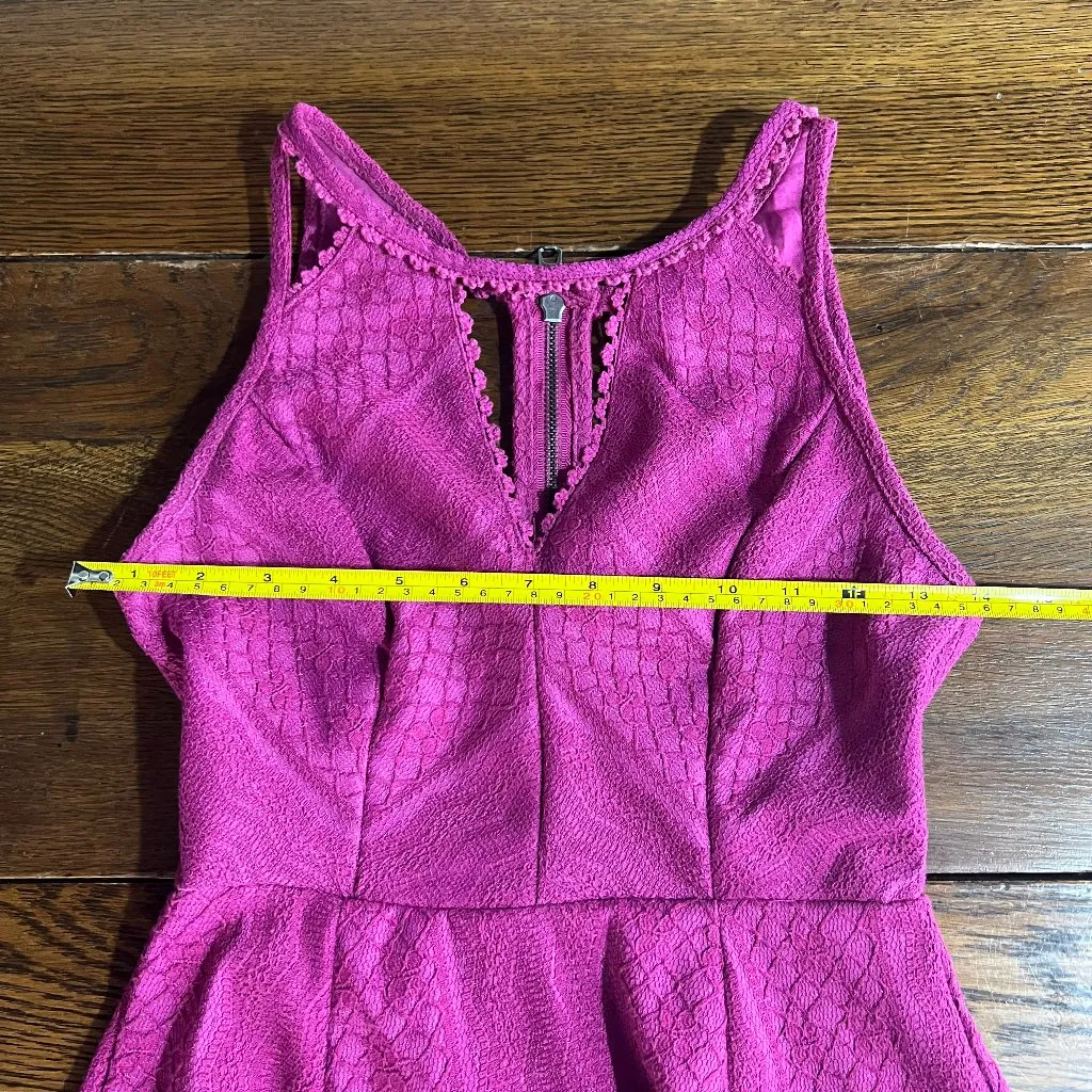 Free People Miss Connections Magenta Lace Cutout Skater Mini Dress Size 2 - Image 9