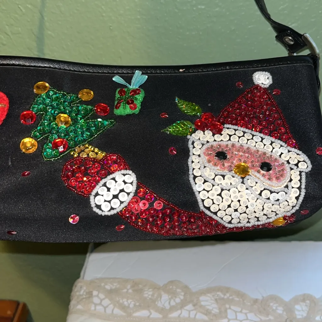 Vintage Festive Black Santa Clutch - Image 2