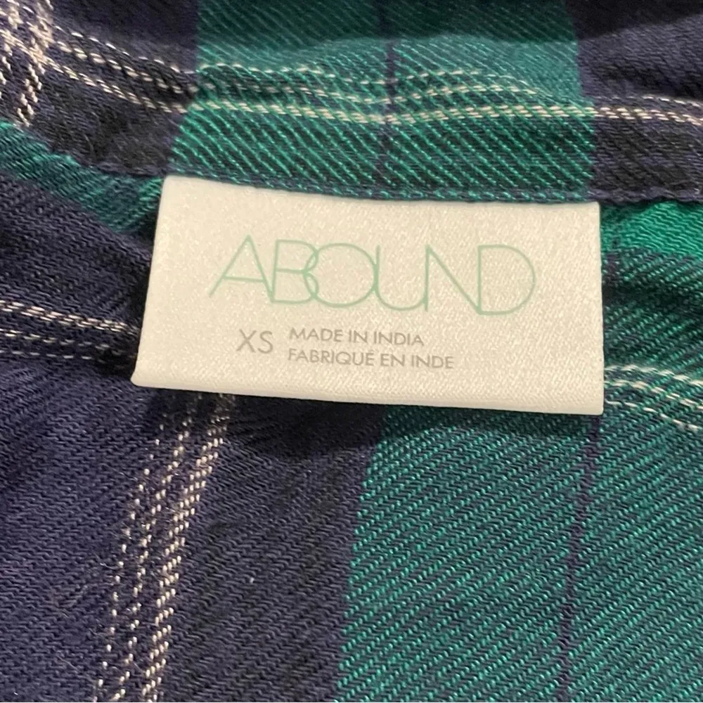 Abound Women's Green/Blue Plaid Flannel Long Sleeve Button Front Shirt sz XS - Image 5