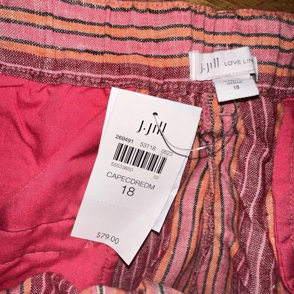 J. Jill linen Cape Cod striped belted normcore 18 shorts - Image 3