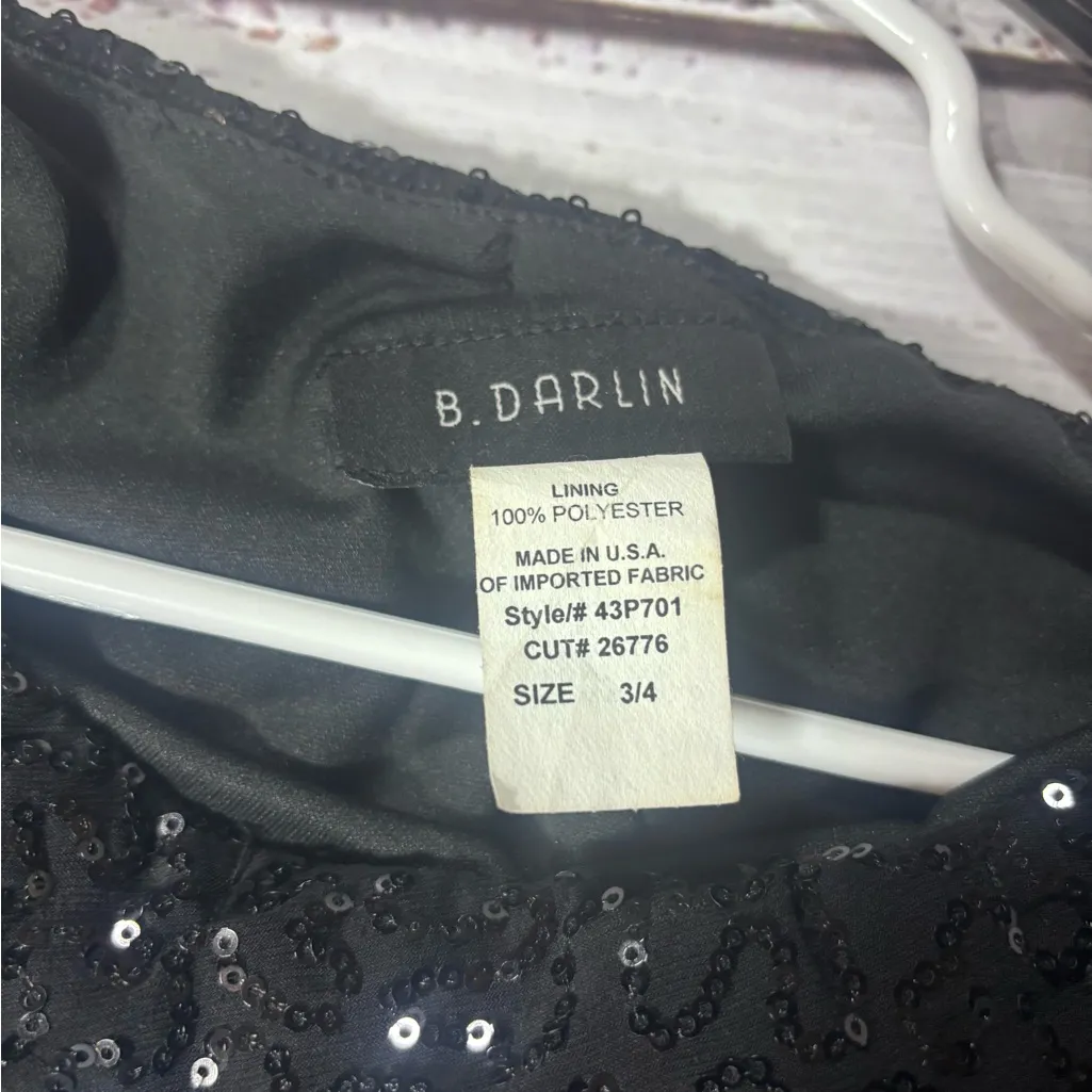 B. Darlin Black Sequin Short Sleeve Party Dress, Size 3/4 - Image 5
