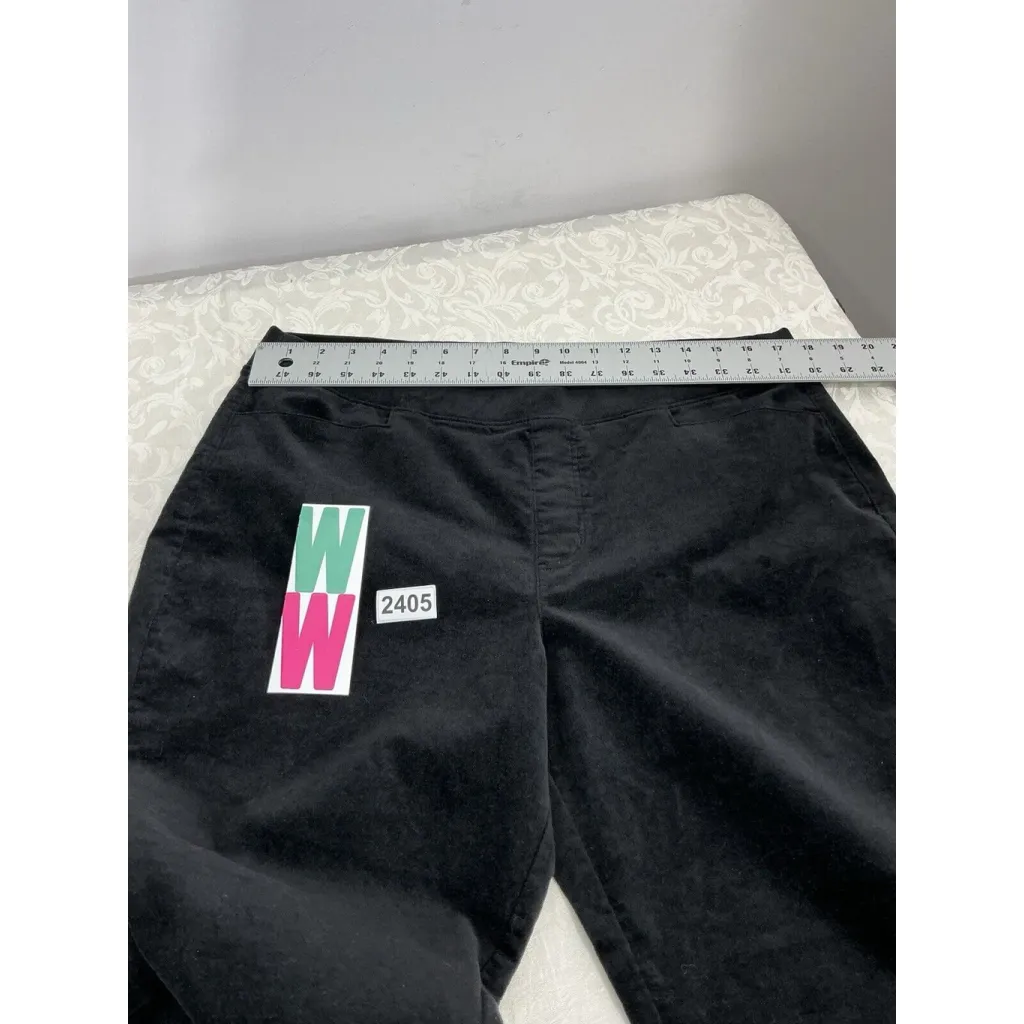 Womans D & Co LP Black Velvet Pullon Straight Leg Stretch Pants Size undefined - Image 6