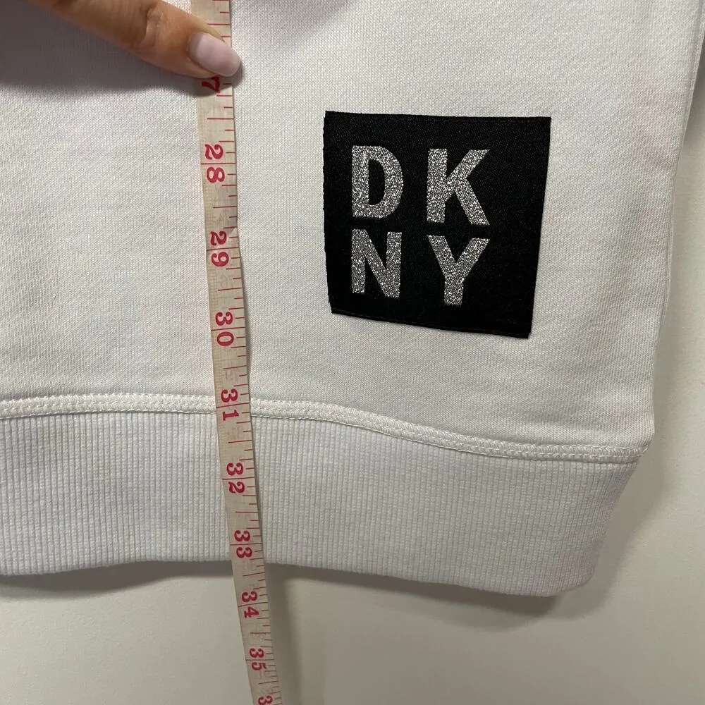 DKNY Sport Logo Patch Sneaker Dress White Sweatshirt Size Small NEW Casual - Image 9