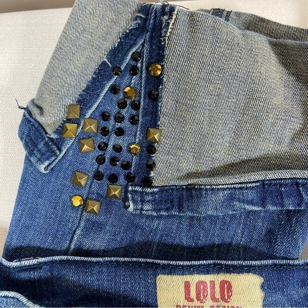Lolo Denim Design Classic Skinny Crop with Embellished Cuff Junior Size 11 - Image 7