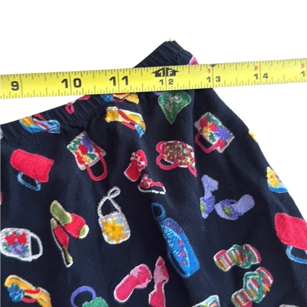 90s Vintage Twyla & Blue Black Maxi skirt All over sandal and purse print Med - Image 4
