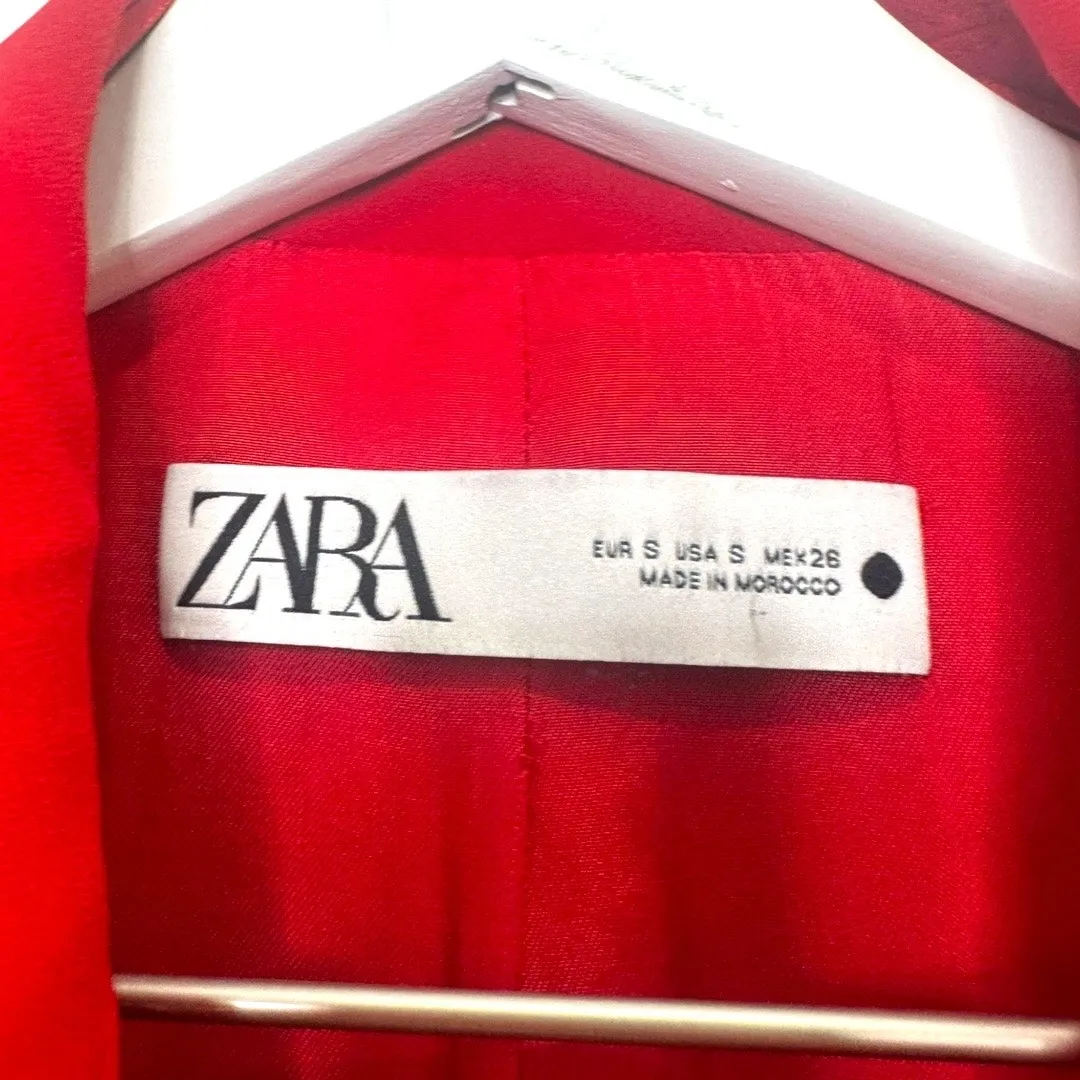 Zara Double Breasted Red Blazer Jacket Womens Small - Image 3