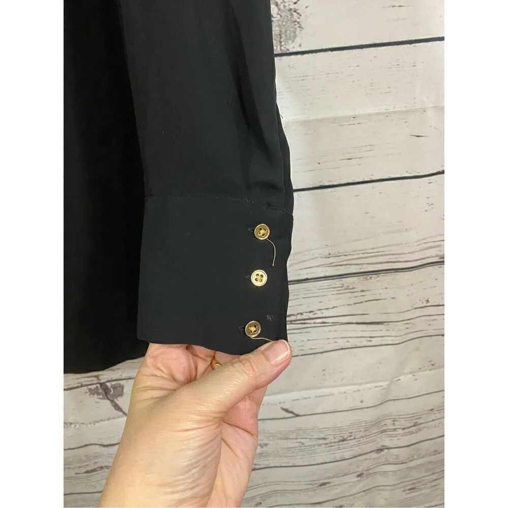 Chico’s Black Drape Blouse with Gold Accents Size Medium/2 - Image 3