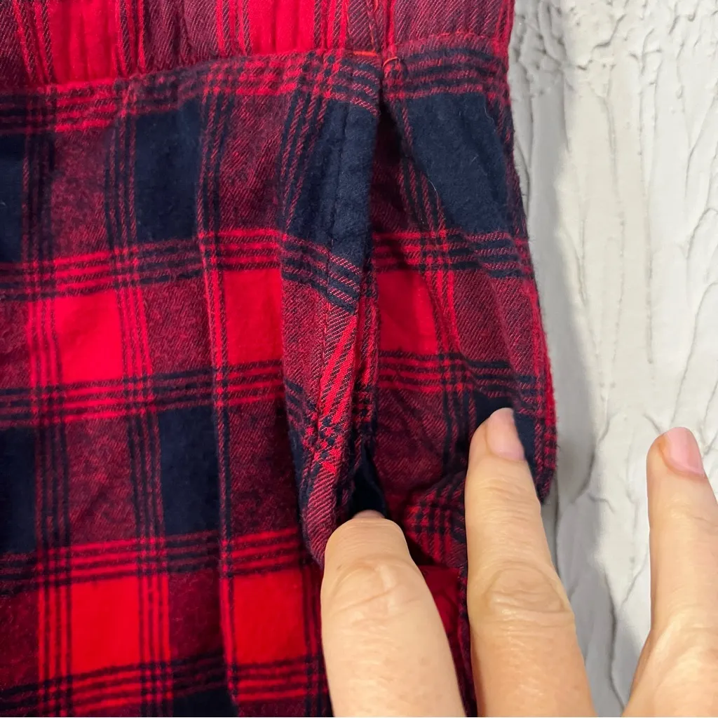 Aerie Red and Navy Blue Plaid Flannel Pajama Pants size Small LONG - Image 5