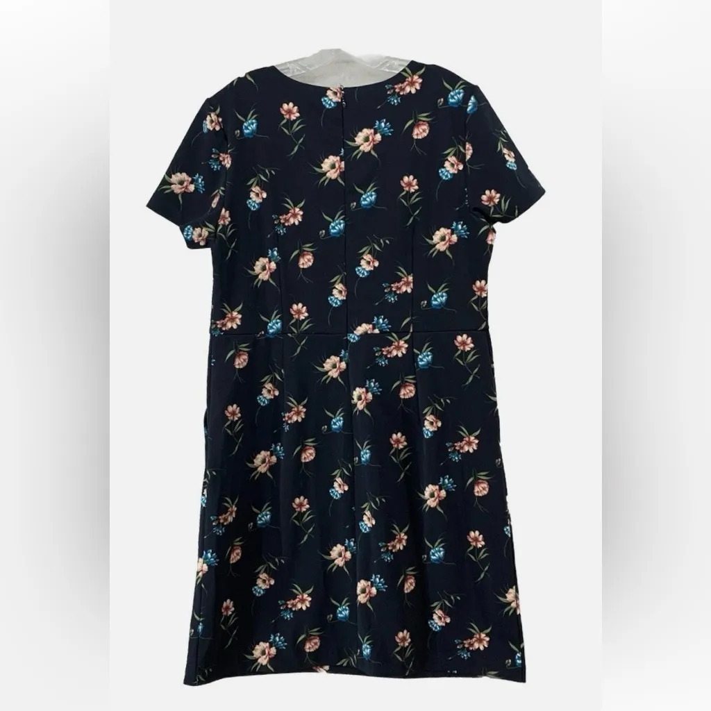 Ann Taylor LOFT outlet womens size 16 navy blue floral pocket midi dress NWT - Image 3