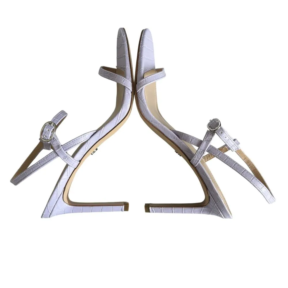 Sam Edelman Doran Misty Lilac Crocodile Strappy Heel Stiletto Sandal Size 9 - Image 4