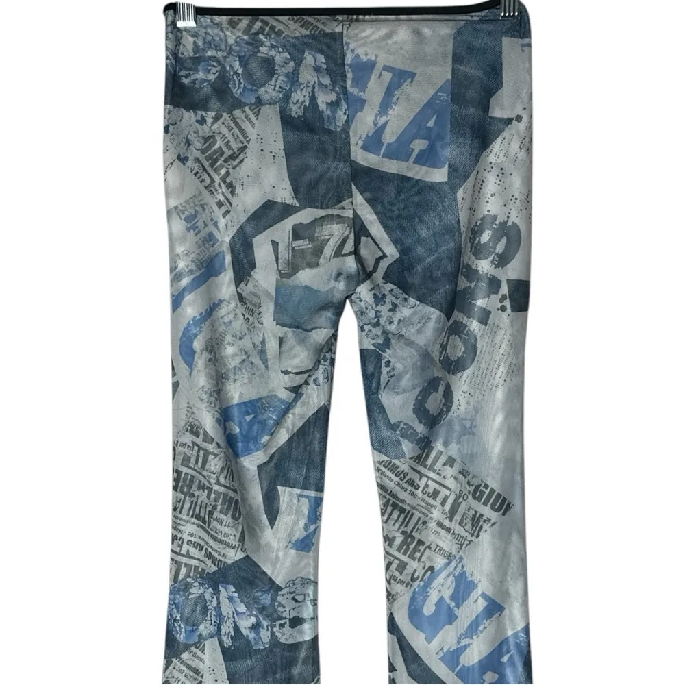 I.AM.GIA Newsprint Flare Mesh Pants Size XS - Image 8