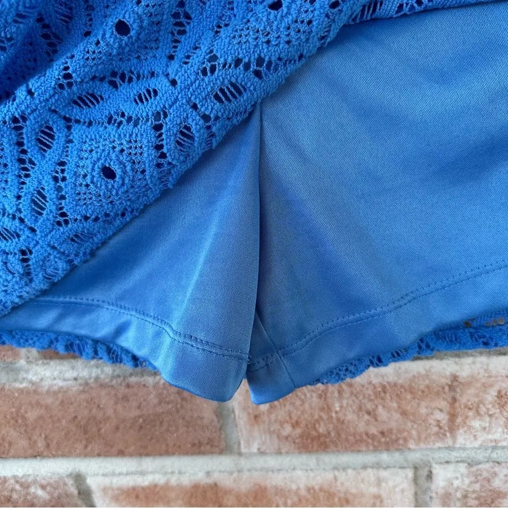 Lilly Pulitzer Lana Off Shoulder Romper Skort Blue Lace Women’s XXS - Image 7