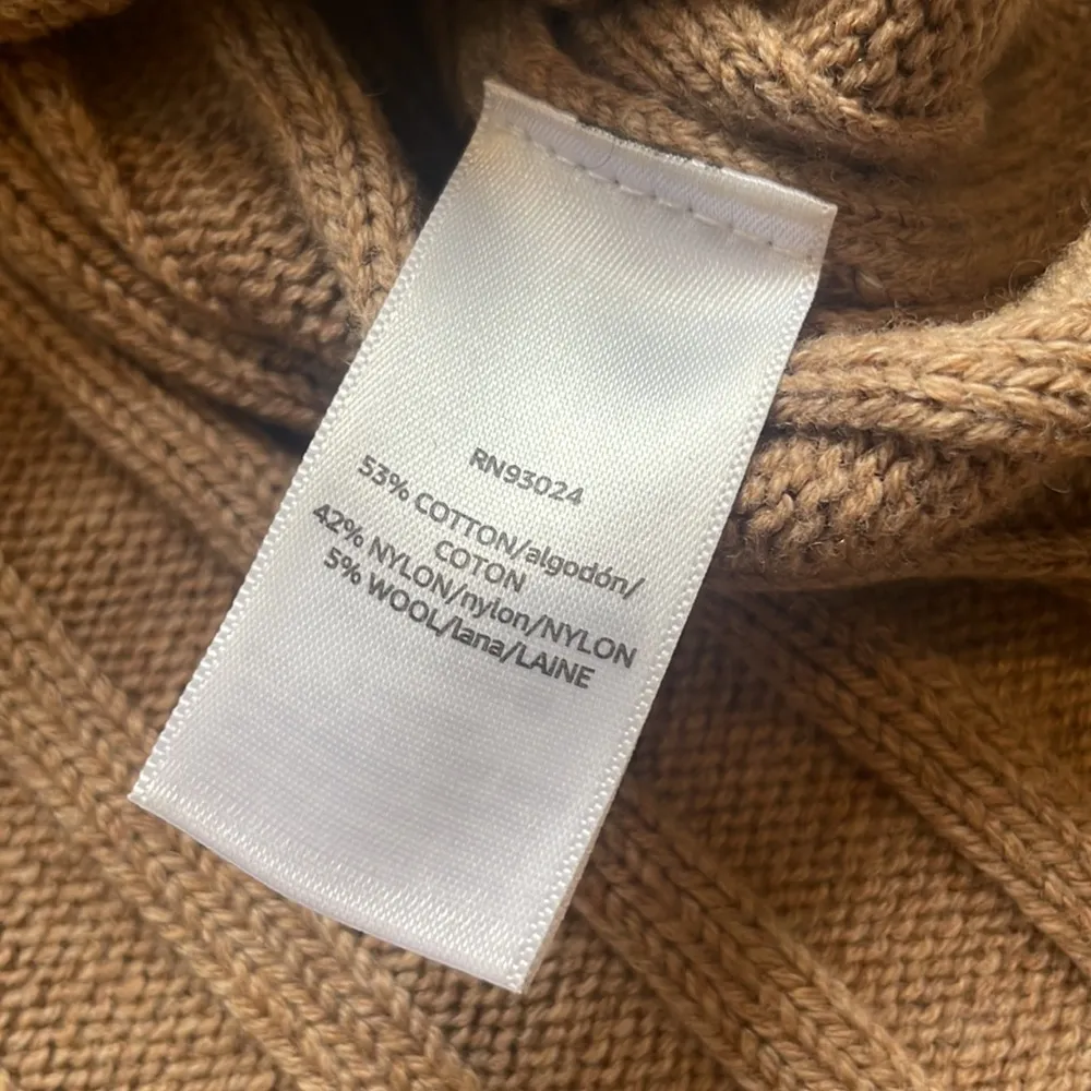 Bop Basics Wide Rib Camel Turtleneck Sweater Tan Size XS - Image 4