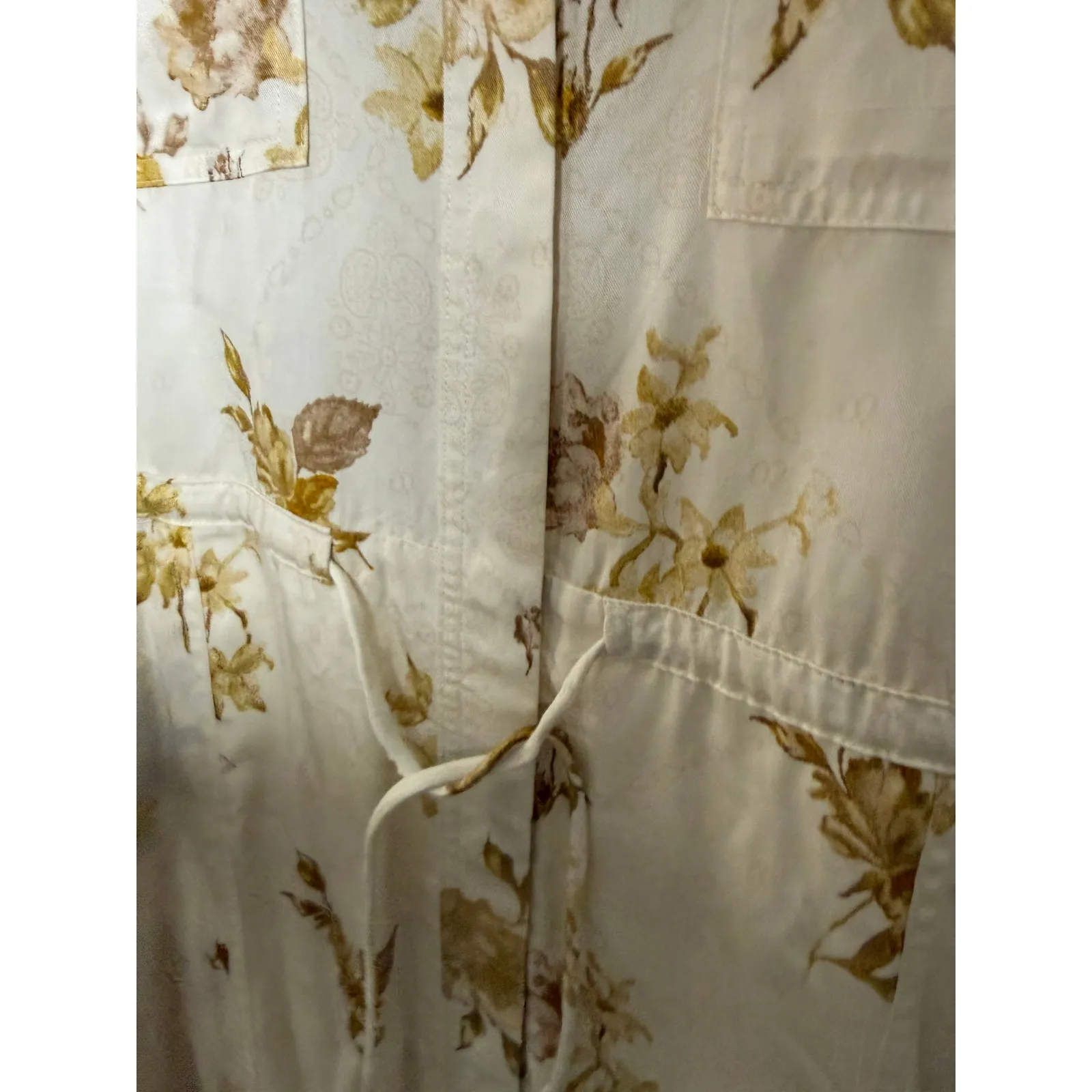 Target X Wrangler Floral Long Sleeve Utility Midi Shirt Dress Cream NEW Size LG - Image 6