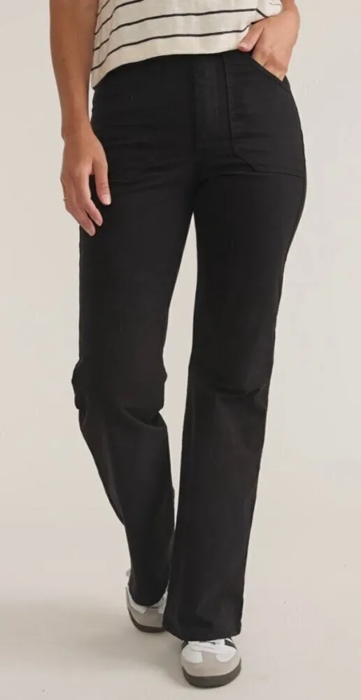 Marine Layer Bridget Flare Wide Leg Twill Pants Faded Black Stretch Plus Size 14 - Image 1