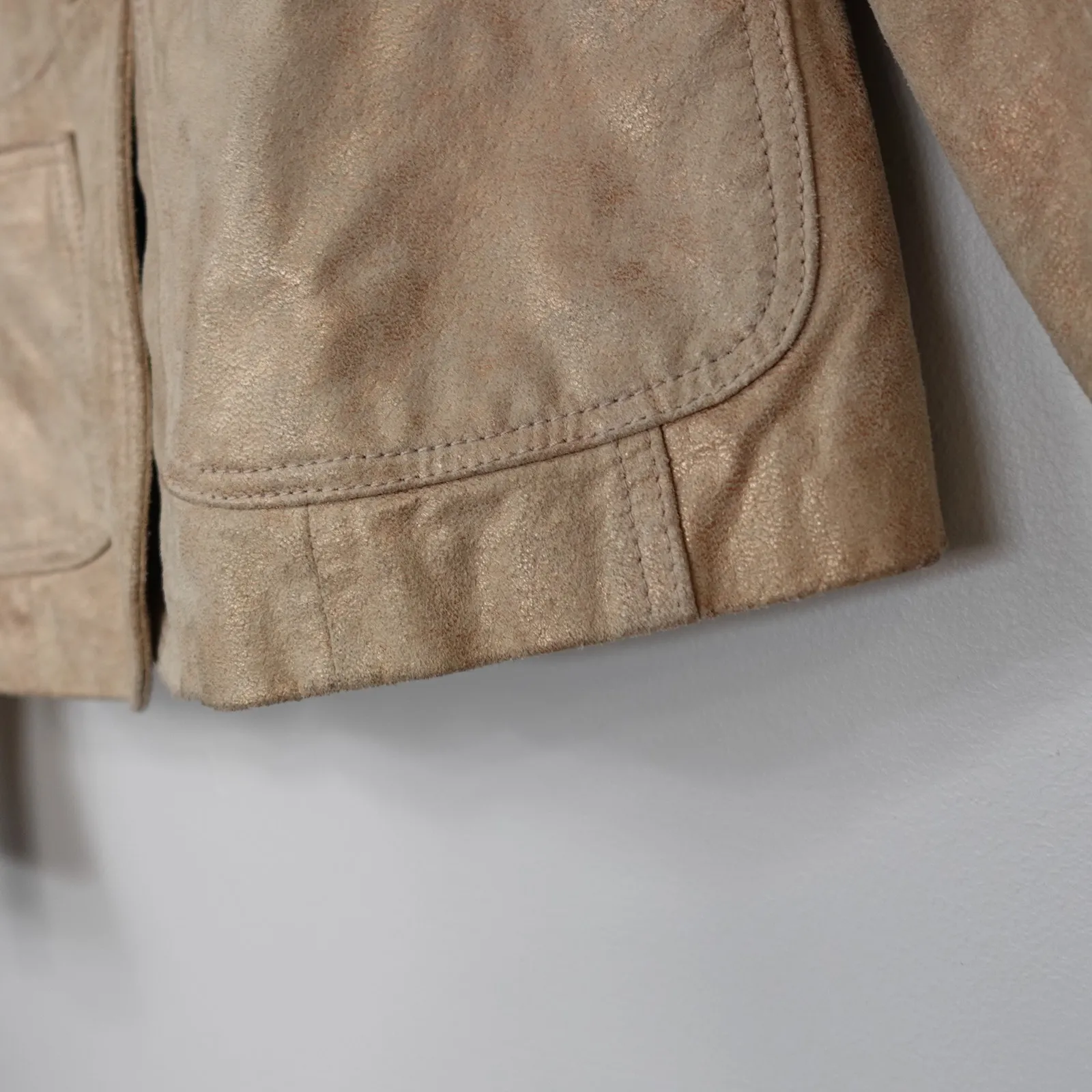 Vintage Y2K New York & Company Copper Gold Shimmer 100% Leather Blazer Size 2 - Image 10