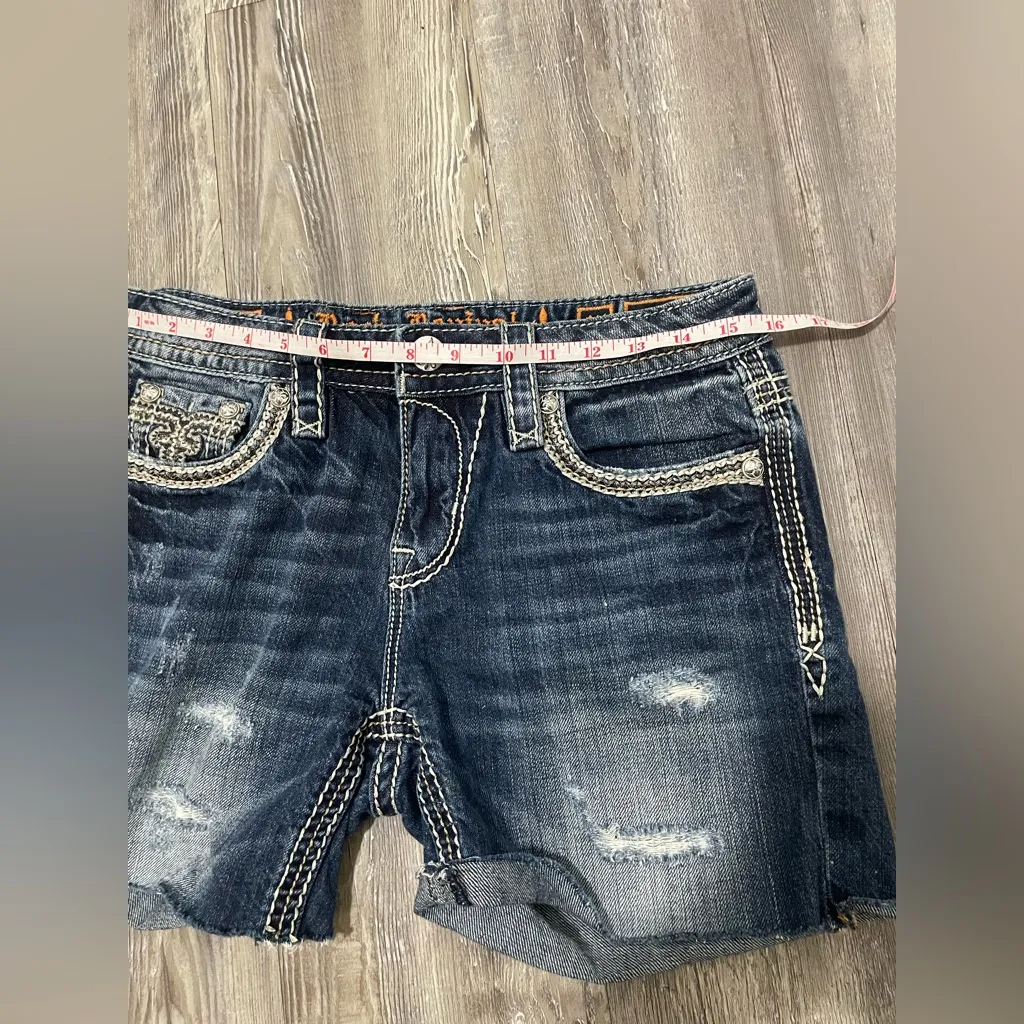 Rock Revival Blue Jean Shorts Distressed Mid-Thigh - Image 5