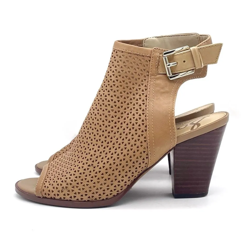 Sam Edelman Henri Tan Leather Perforated Block Heel Open Toe Sandal Size 8.5 - Image 5