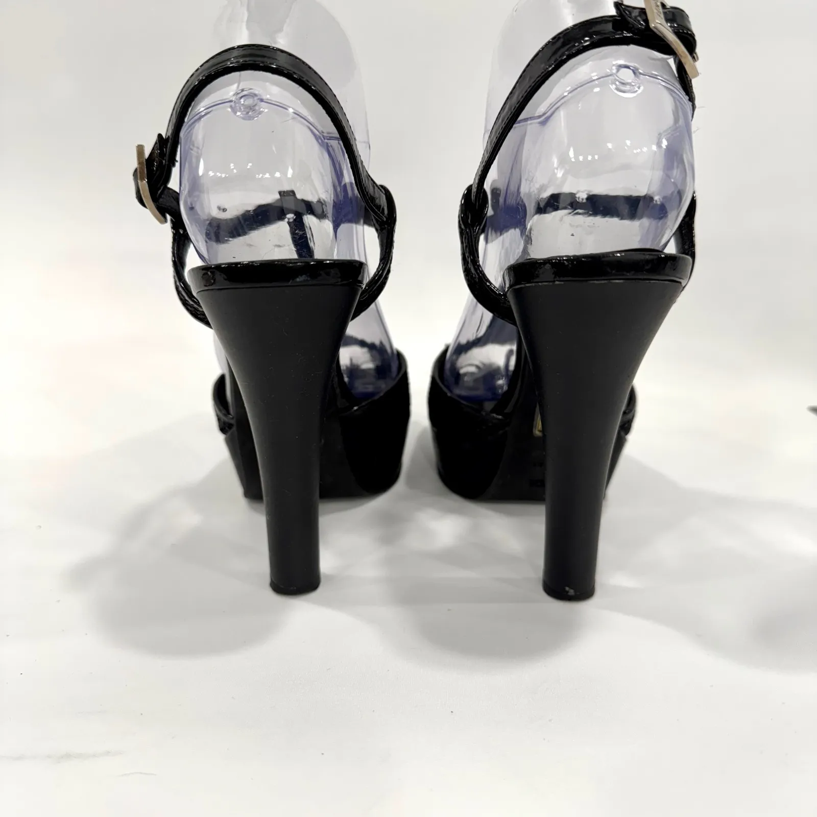 Fendi Black Patent Leather T Strap Platform Stiletto Heels Made in Italy Size 9 - Image 15