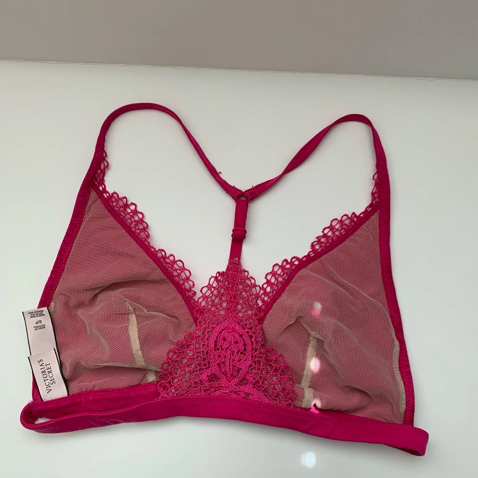 Victoria's Secret Fuchsia Lace Bralette  Chic lace design. Racerback style. - Image 4