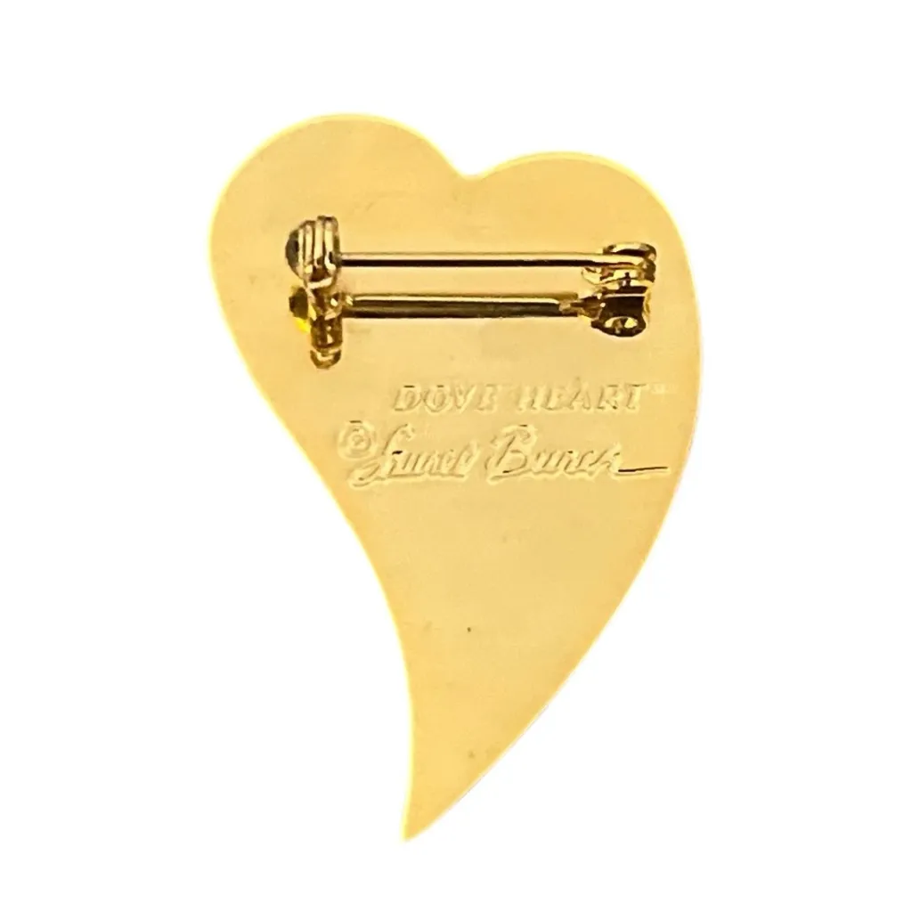 Laurel Burch “Dove Heart” Enamel Metal Brooch Pin Scarf Hat Gold - Image 3