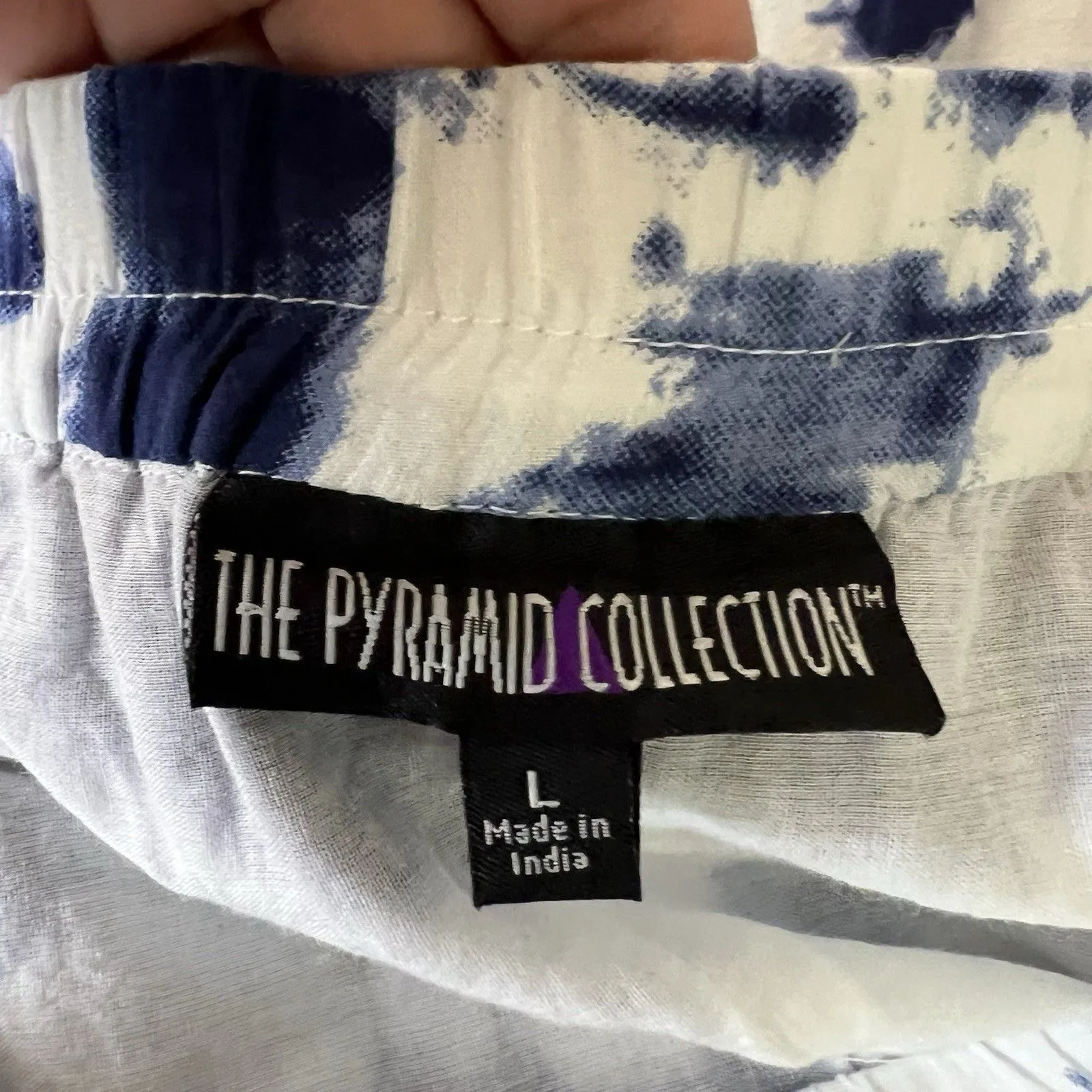 The Pyramid Collection Midi Skirt Womens Large Blue White Tie Dye Pull On Boho - Image 2
